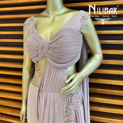 Lavender Lycra Draped Saree  