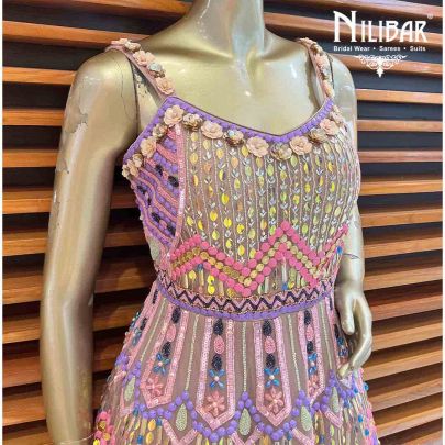 Lavender & Baby Pink Net Short Dress