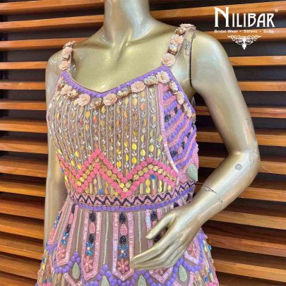 Lavender & Baby Pink Net Short Dress