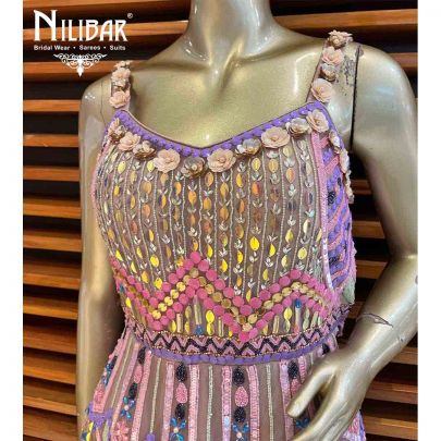 Lavender & Baby Pink Net Short Dress