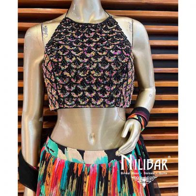 Multi Color Net Georgette Lehenga