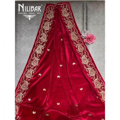 Magenta Micro Velevet Embroidered Dupatta