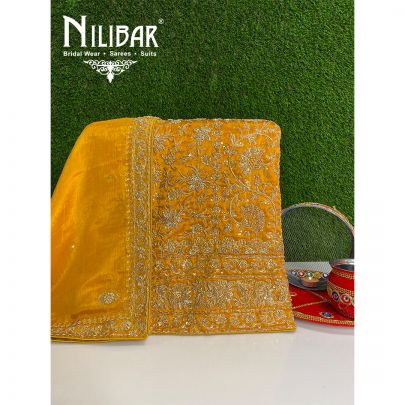 Honey Yellow Chinon Unstitched Suit