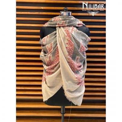 Biscuit and Grey Pure Pashmina Shawl