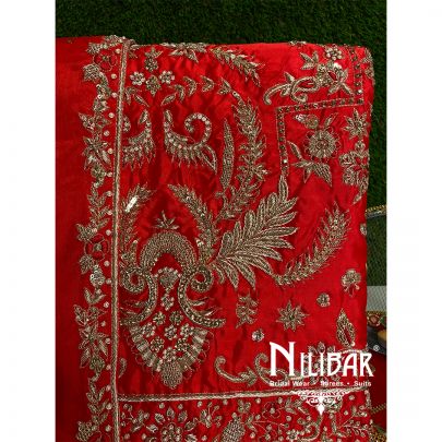 Red Silk Chinon Unstitched Suit