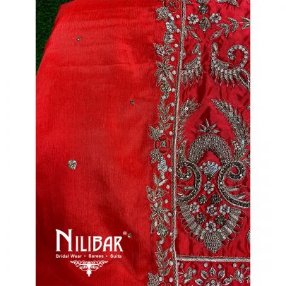 Red Silk Chinon Unstitched Suit