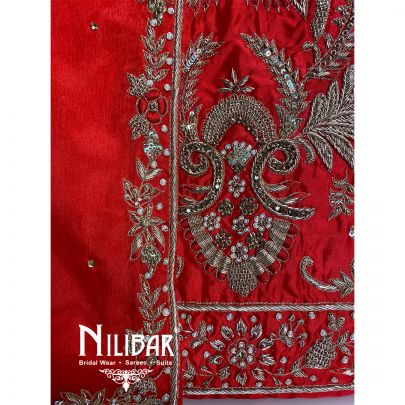 Red Silk Chinon Unstitched Suit
