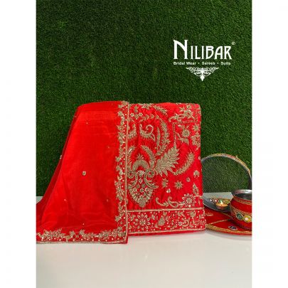 Red Silk Chinon Unstitched Suit