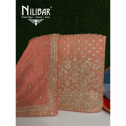 Light Peach Chamoy Chinon Unstitched Suit