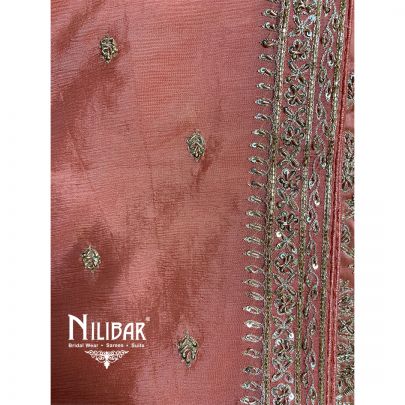 Light Peach Chamoy Chinon Unstitched Suit