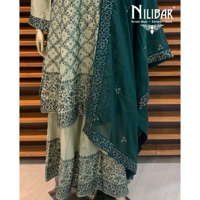 Iguana Green Chinon Sharara Suit