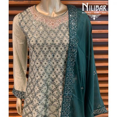 Iguana Green Chinon Sharara Suit