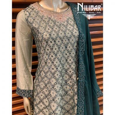Iguana Green Chinon Sharara Suit