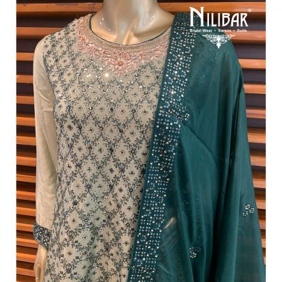 Iguana Green Chinon Sharara Suit