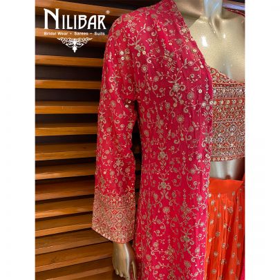 Orange And Magenta Georgette Suit