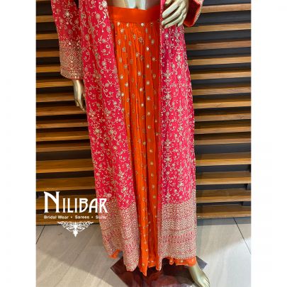 Orange And Magenta Georgette Suit