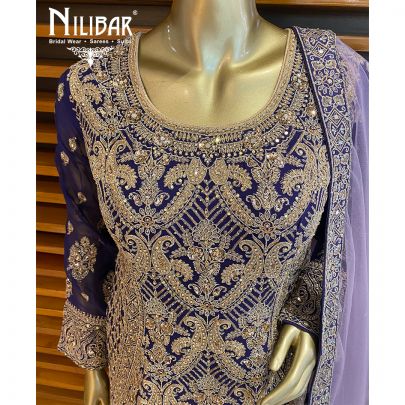 Purple Georgette Net Suit