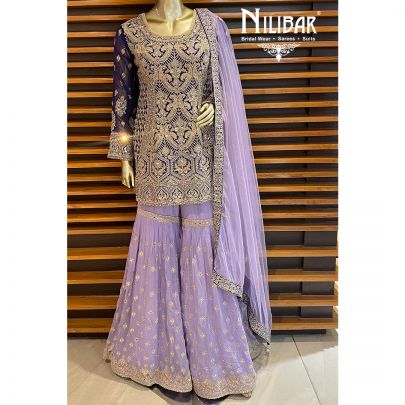 Purple Georgette Net Suit