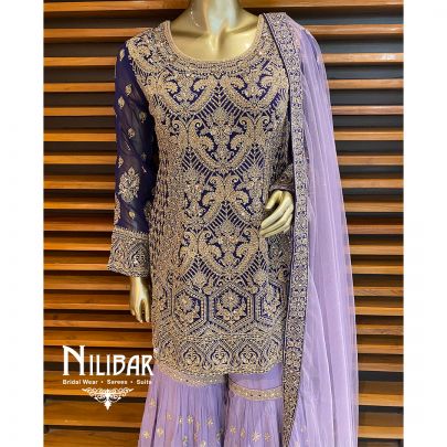 Purple Georgette Net Suit