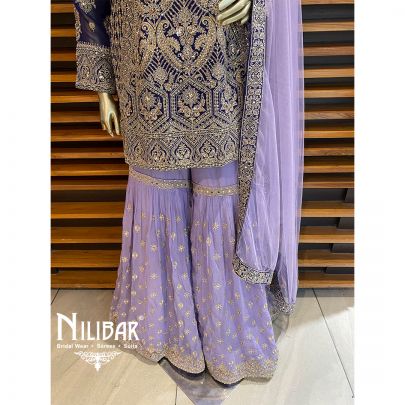 Purple Georgette Net Suit