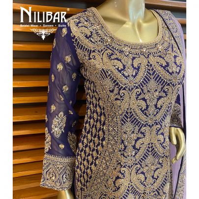 Purple Georgette Net Suit