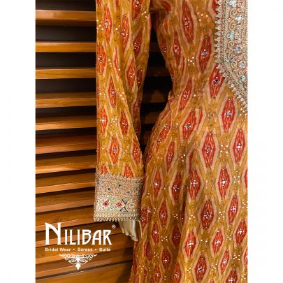 Mustard Georgette Chinon Anarkali Set
