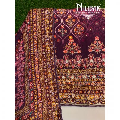 Purple Crepe Chinon Unstitched Suit