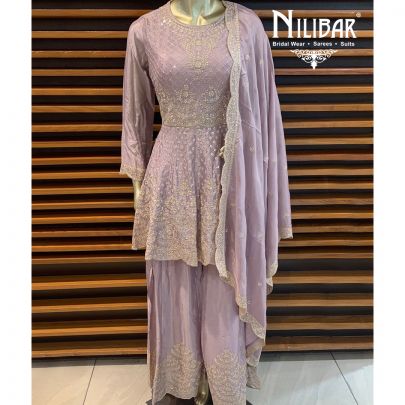 Lavender Chinon Sharara Suit