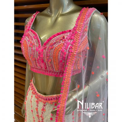 Nandini Singh in Our Cream Pink Silk Net Embroidered Palazzo Set