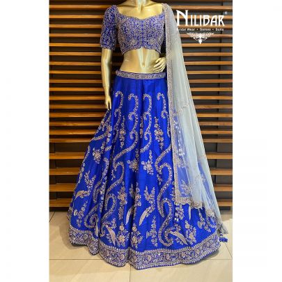 Blue Silk Cutdana Lehenga