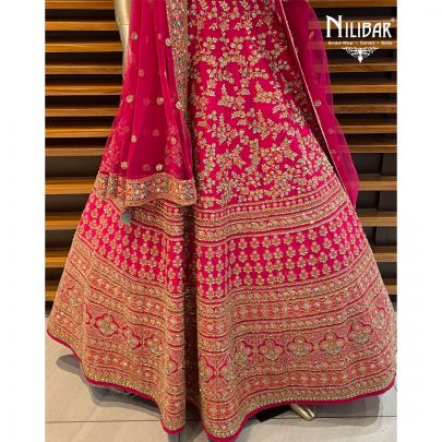 Magenta Raw Silk Bridal Lehenga