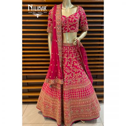 Magenta Raw Silk Bridal Lehenga