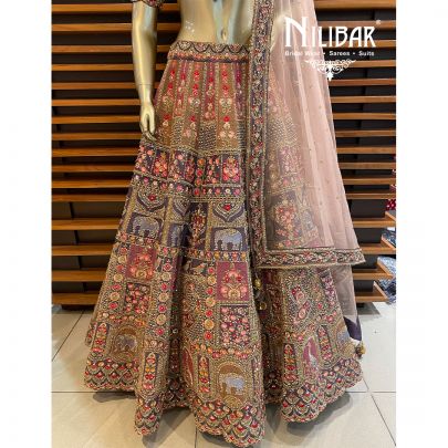 Purple Silk Cutdana Lehenga