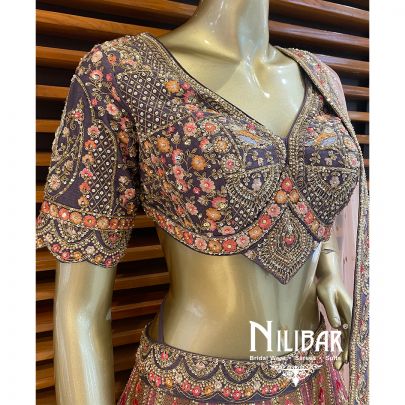 Purple Silk Cutdana Lehenga