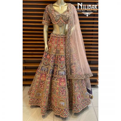 Purple Silk Cutdana Lehenga