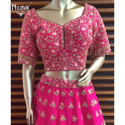 Hot Pink Silk Bridal Lehenga