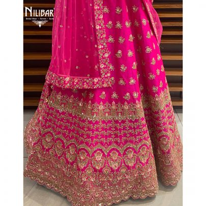 Hot Pink Silk Bridal Lehenga