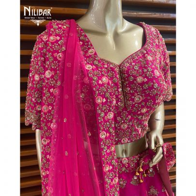 Hot Pink Silk Bridal Lehenga