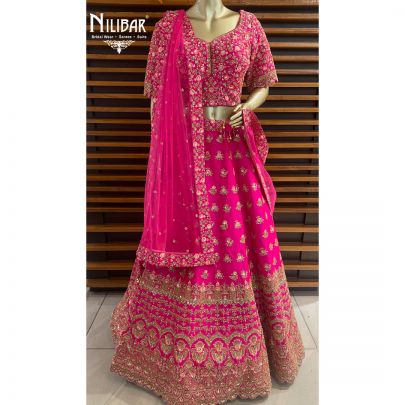 Hot Pink Silk Bridal Lehenga
