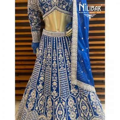 Ink Blue Silk Cutdana Lehenga