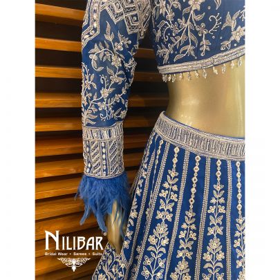 Ink Blue Silk Cutdana Lehenga