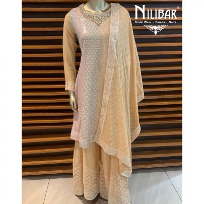 Cream Chinon Sharara Suit