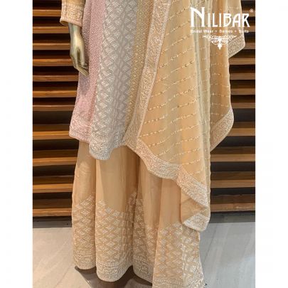 Cream Chinon Sharara Suit