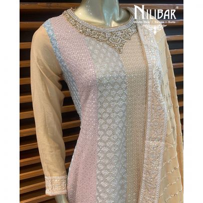 Cream Chinon Sharara Suit