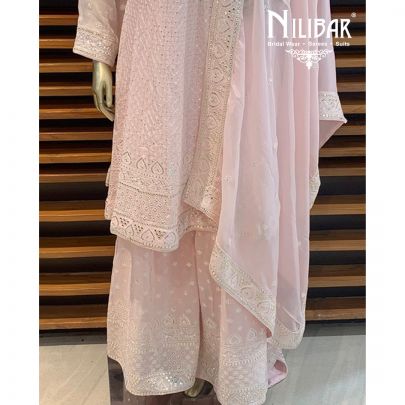 Baby Pink Chinon Sharara Suit