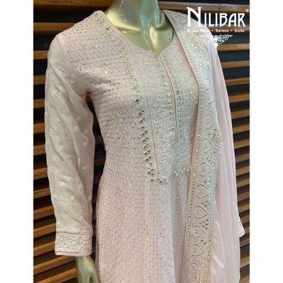 Baby Pink Chinon Sharara Suit