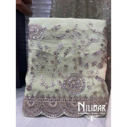 Pista Green Organza Unstitched Suit