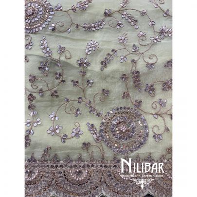 Pista Green Organza Unstitched Suit
