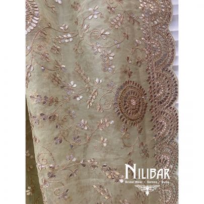 Pista Green Organza Unstitched Suit