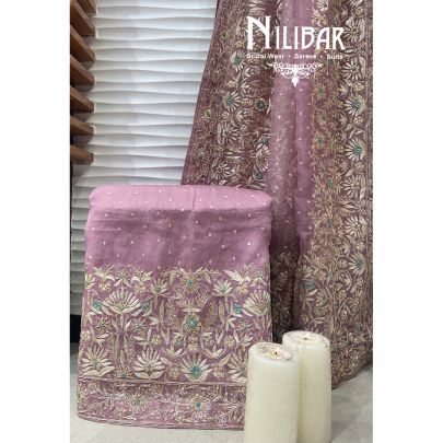 Mauve Organza Dabka Suit